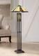 Mission Floor Lamp With Nightlight Led Bronze Tiffany Art Glass For Living Room