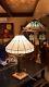 Mission Spanish Hacienda Tiffany Stained Glass Table Lamp White Shade