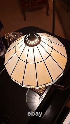 Mission Spanish Hacienda Tiffany Stained Glass Table Lamp WHITE SHADE