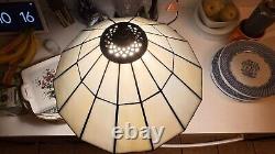 Mission Spanish Hacienda Tiffany Stained Glass Table Lamp WHITE SHADE