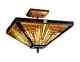 Mission Style Craftsmen Arts & Crafts Deco Semi Flush Stained Glass Ceiling Lamp