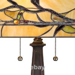 Mission Style Table Lamp with Table Top Dimmer Bronze Shade for Living Room