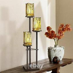 Mission Style Tree Table Lamp 37 1/2 Tall Bronze 3-Light Art Glass Living Room