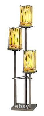 Mission Style Tree Table Lamp 37 1/2 Tall Bronze 3-Light Art Glass Living Room