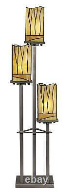 Mission Style Tree Table Lamp 37 1/2 Tall Bronze 3-Light Art Glass Living Room