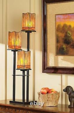 Mission Style Tree Table Lamp 37 1/2 Tall Bronze 3-Light Art Glass Living Room