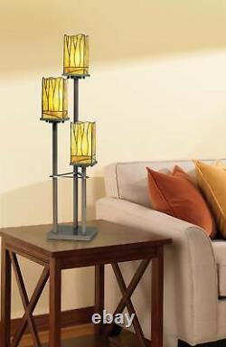 Mission Style Tree Table Lamp 37 1/2 Tall Bronze 3-Light Art Glass Living Room