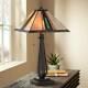 Mission Table Lamp Bronze Tiffany Style Stained Art Glass Living Room Bedroom