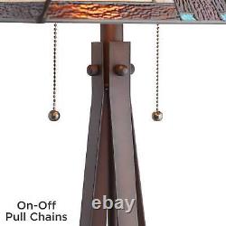 Mission Table Lamp Bronze Tiffany Style Stained Art Glass Living Room Bedroom