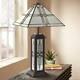 Mission Table Lamp With Nightlight Led Oiled Bronze Tiffany Style Glass Bedroom