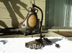 Mission art craft stained slag desk lamp bronze handel tiffany roycroft stickley