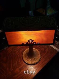 Mission arts craft slag stained glass antique desk lamp handel tiffany bradley