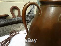 Mission arts craft stained slag glass roycroft stickley dirk van urp copper lamp