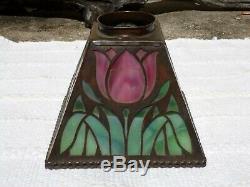 Mission arts crafts slag stained leaded glass lamp shade handel tiffany whaley