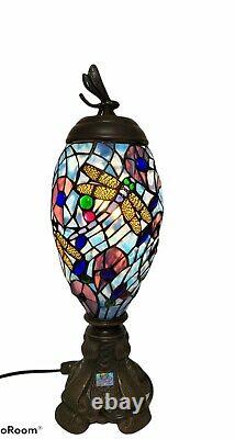 Modern Lamp Dragonfly Stained Glass 21.5 Tall Antique Style