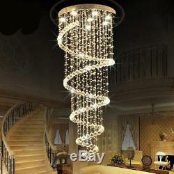 Modern Luxury Crystal Pendant Lamp RainDrop Spiral Ceiling Light LED Chandelier