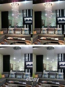 Modern Luxury Crystal Pendant Lamp RainDrop Spiral Ceiling Light LED Chandelier