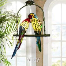 Modern Stained Glass 2 Parrots Pendant Lamps Hanging Chandelier Light Fixtures