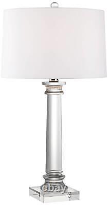 Modern Table Lamp Crystal Column Geneva White for Living Room Bedroom Bedside