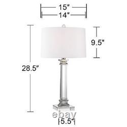 Modern Table Lamp Crystal Column Geneva White for Living Room Bedroom Bedside