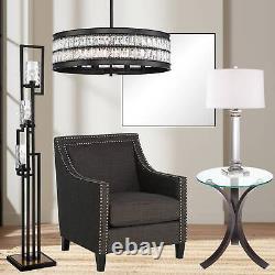 Modern Table Lamp Crystal Column Geneva White for Living Room Bedroom Bedside