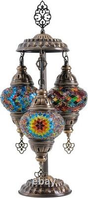 Mozaist Turkish Mosaic Lamp with Bulb 3 Globe Tiffany-Style Table Light