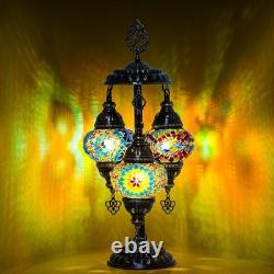 Mozaist Turkish Mosaic Lamp with Bulb 3 Globe Tiffany-Style Table Light Mozaist Turkish Mosaic Lamp with Bulb 3 Globe Tiffany-Style Table Light