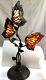 Multi-colored 15-inch Lighted Tiffany Style Three Butterfly Desk Lamp