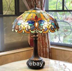 Multicolor Antique Victorian Theme Stained Glass Tiffany Style Table Lamp 24in T