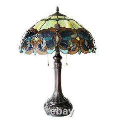 Multicolor Antique Victorian Theme Stained Glass Tiffany Style Table Lamp 24in T