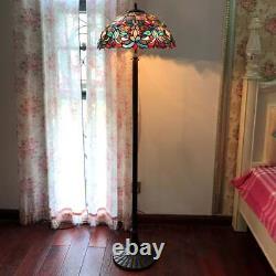 Multicolor Victorian Stained Glass Tiffany Style 3-Light Floor Lamp