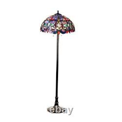 Multicolor Victorian Stained Glass Tiffany Style 3-Light Floor Lamp