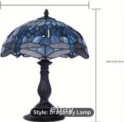 NEW Lamp Green Blue Stained Glass Dragonfly Tiffany Style Bedside Table Lamp