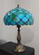 New Tiffany Style Table Lamp Blue Stained Glass, 12x12x19 In Antique Desk Light