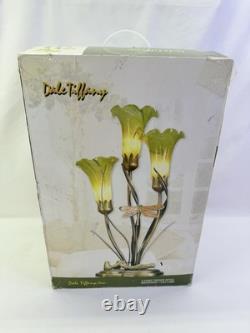 NEW VTG Dale Tiffany tulip dragonfly lamp 21 tall 8x6base green bronze finish