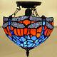 Nice Dragonfly Tiffany Style Ceiling Lamp Handcrafted Lamps Stained Glass Light