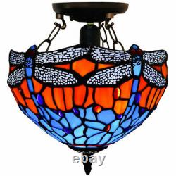 NICE Dragonfly Tiffany Style Ceiling Lamp Handcrafted Lamps Stained Glass Light