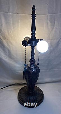 NOS Meyda Tiffany Table Lamp Base For Slag Stained Glass 2 Light Bronze Finish