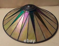 NWOT Quoizel Gotham Art Deco Stained Slag Glass Lamp Shade 19 Dia Starburst