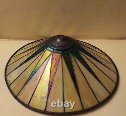 NWOT Quoizel Gotham Art Deco Stained Slag Glass Lamp Shade 19 Dia Starburst