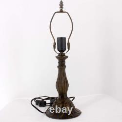 Navy Blue Baroque Style Stained Glass Table Lamp, Bedside Reading Light