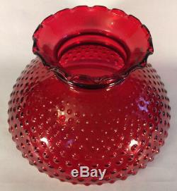 New 10 Ruby Red Stained Hobnail Glass Student Lamp Shade, Crimp Top, USA SH150R