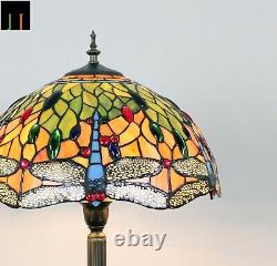 New Arrival JT Tiffany Stained Glass 16 Inch Dragonfly Style Floor Lamp Art