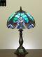 New Arrival Jt Tiffany Stained Glass Blue Baroque Style Bedside Table Lamp
