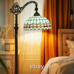 New Blue Lamp Tiffany Floor Glass Stained Style Shade Gooseneck Adjustable Light