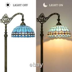 New Blue Lamp Tiffany Floor Glass Stained Style Shade Gooseneck Adjustable Light