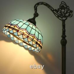New Blue Lamp Tiffany Floor Glass Stained Style Shade Gooseneck Adjustable Light