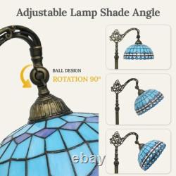 New Blue Lamp Tiffany Floor Glass Stained Style Shade Gooseneck Adjustable Light