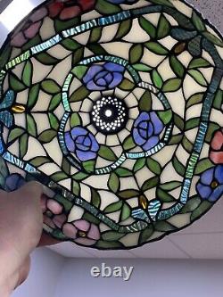 New! Handcrafted Stained Glass Tiffany Style Table Lamp 19 1/2Hx12W (1239)