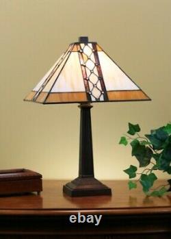 New! Handcrafted Stained Glass Tiffany Style Table Lamp 20Hx13W (1403)